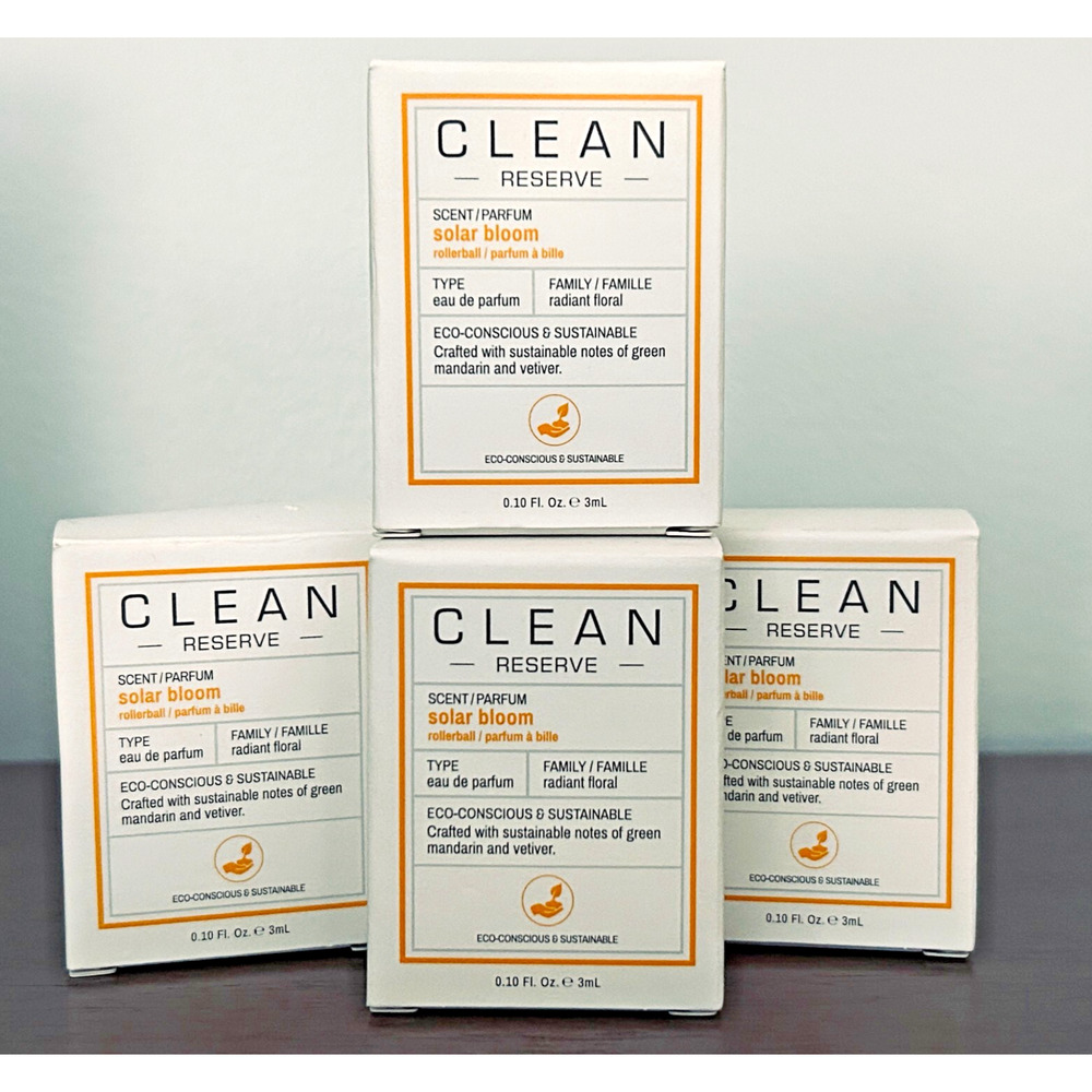2 Clean Reserve Solar Bloom Eau de Parfum 2-PACK Rollerball 0.10 fl oz Each NIB